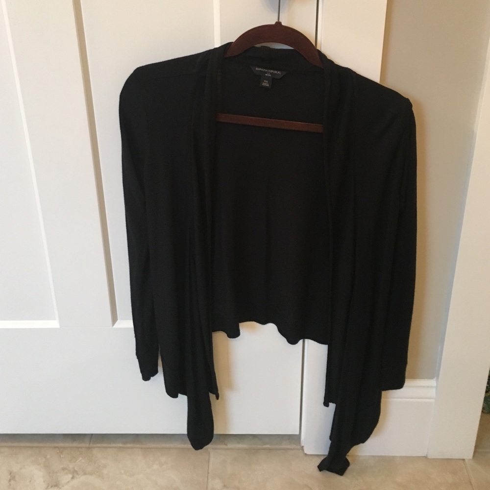 Black open front cardigan